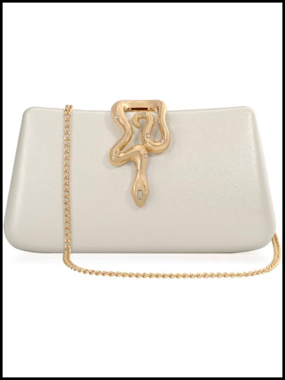 Women's Formal Evening Clutch Purse Faux Leather Snake Clasp Detachable Strap